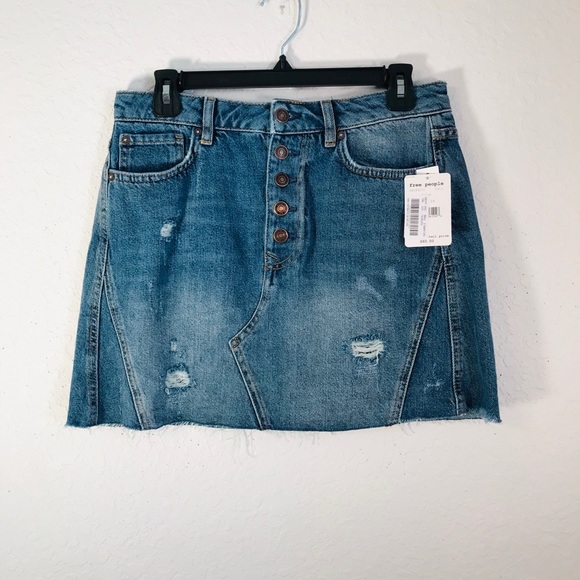 Free People NWT denim A-Line mini skirt size 29 - Picture 6 of 8